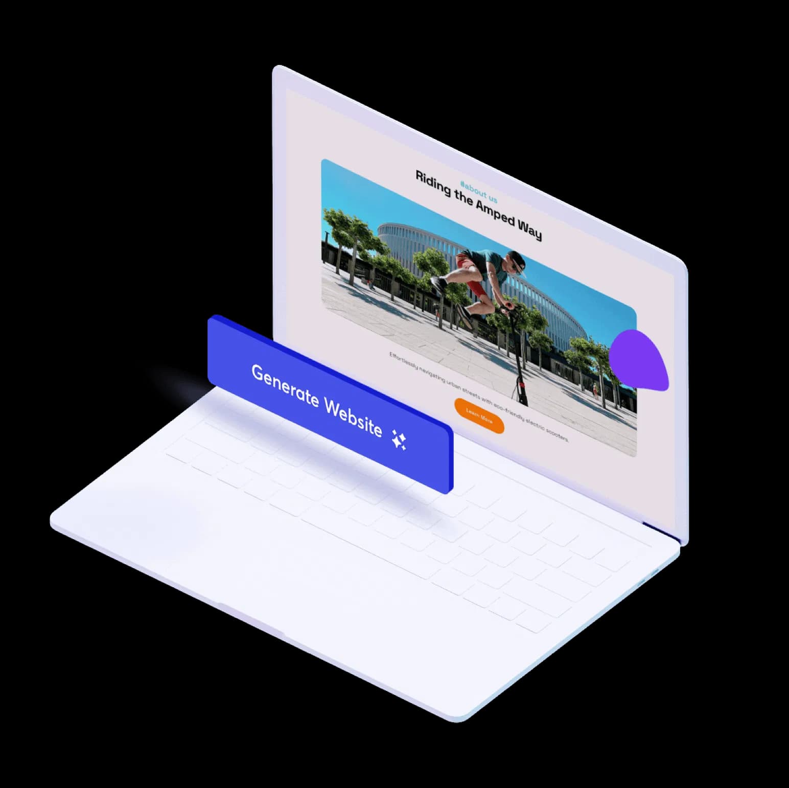 The Odins3 platform generating a website on a laptop